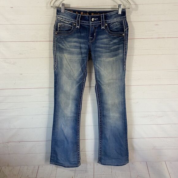 Rock Revival Womens Adele Boot Jeans Size 26 Blue Stretch Pocket Details *flaw* - Picture 1 of 16
